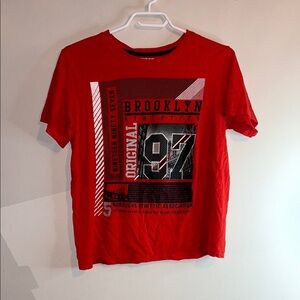 Vibrant Red Short Sleeve Tee with Graphic Design